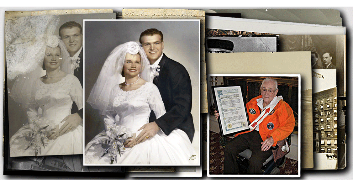 Restoration of a water damaged wedding photo by Preserve Your Past New York