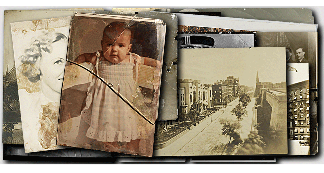 Restoration of a photograph stuck to broken glass. Preserve Your Past New York