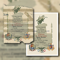 Restoration of an award poster from 1951 Bolivarian Games