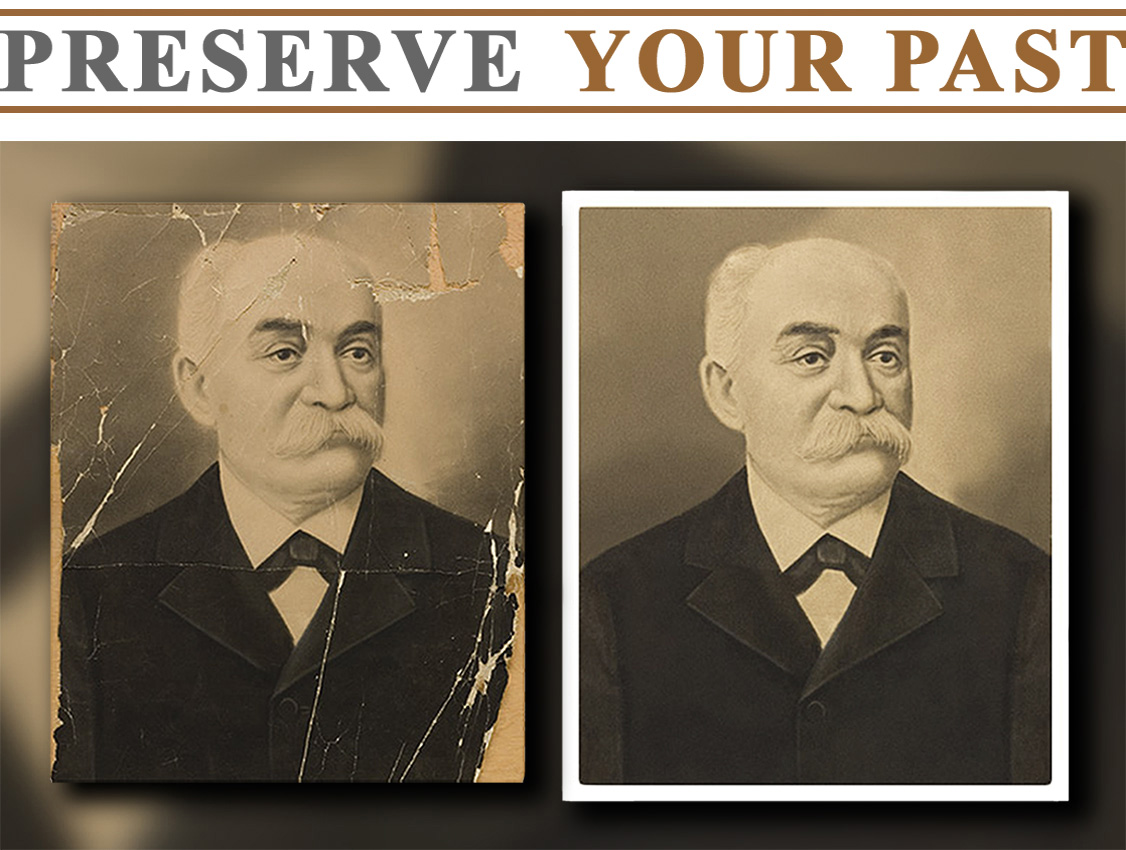 Restoration of a vintage photo portrait