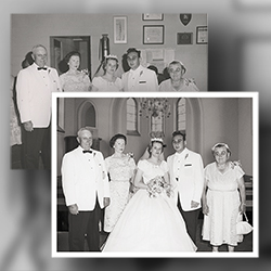 Removing and replacing background of an old wedding photograph