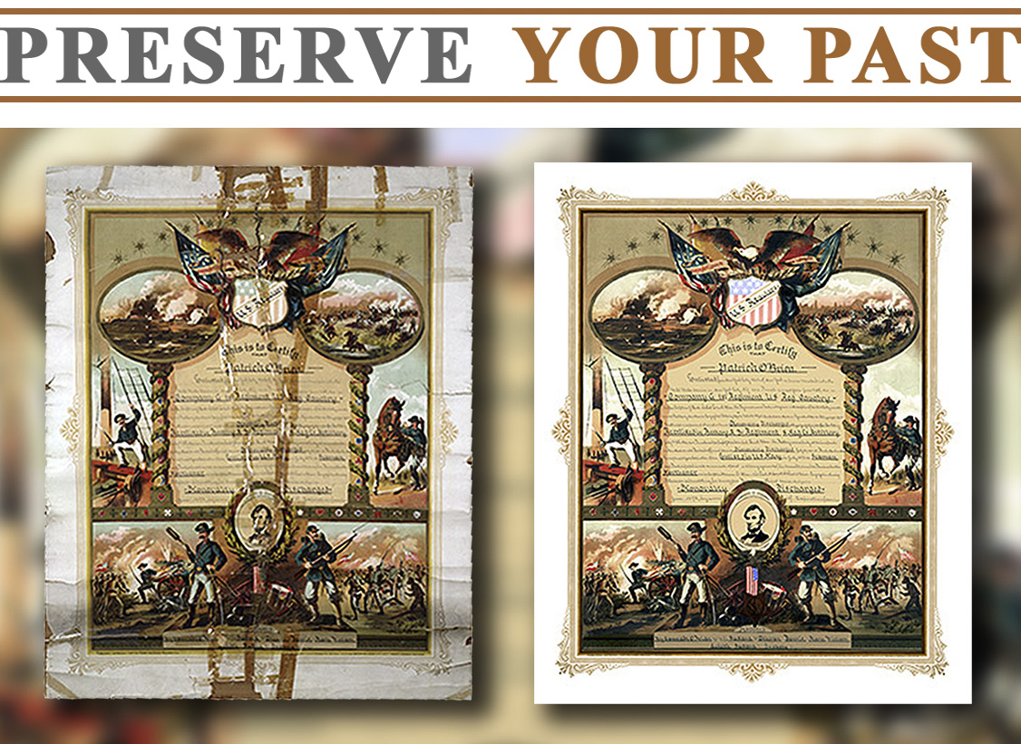Restoration and reproduction of a Civil War Military Discharge Certificate
