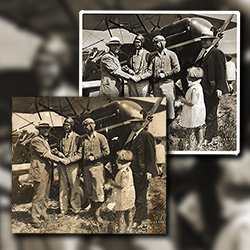 Restoring a fire burned and water damaged photograph of the only Air Mail delivery flight from Long Island to Fire Island New York