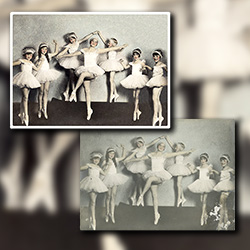 Restoring a faded old photograph of young ballet dancers