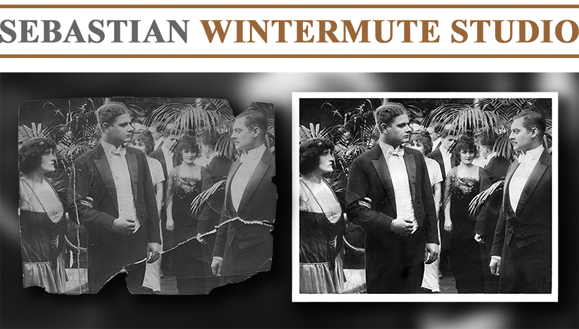 Restoration of a photograph taken on set of an old Hollywood movie