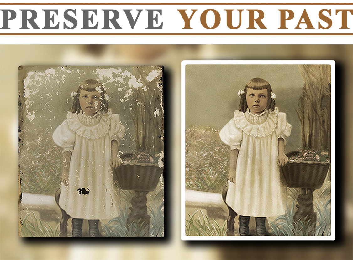 A beautiful hand colored photograph of a girl was found in the attic were it was left neglected for many years